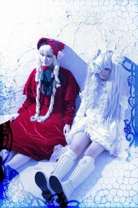 Rating: Safe Score: 0 Tags: 2girls blue_theme boots dress flower frills long_hair multiple_cosplay multiple_girls rose sitting tagme white_hair User: admin