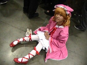 Rating: Safe Score: 0 Tags: 1girl blonde_hair bloomers dress hat hinaichigo red_footwear ribbon shoes sitting solo underwear User: admin