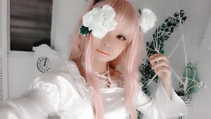 Rating: Safe Score: 0 Tags: 1girl artist_name bangs closed_mouth flower hair_flower hair_ornament kirakishou leaf lips long_hair photo pink_hair signature solo upper_body white_flower User: admin