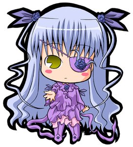 Rating: Safe Score: 0 Tags: 1girl barasuishou blue_hair chibi dress eyepatch flower frills full_body image imageboard_desourced long_hair long_sleeves lowres non-web_source pac-man_eyes purple_dress ribbon rose rozen_maiden solo suntail very_long_hair yellow_eyes User: admin