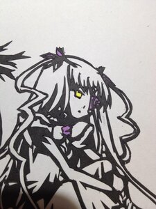 Rating: Safe Score: 0 Tags: 1girl akuma_homura barasuishou dress gloves image long_hair solo spot_color traditional_media yellow_eyes User: admin