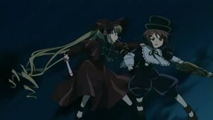 Rating: Safe Score: 0 Tags: 2boys dark dress hat image long_hair long_sleeves multiple_boys night pair ribbon shinku short_hair souseiseki top_hat very_long_hair User: admin