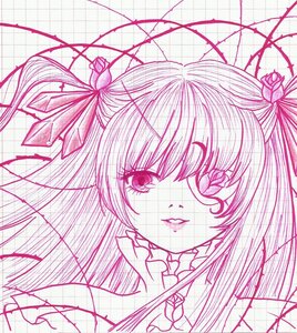Rating: Safe Score: 0 Tags: 1girl barasuishou chain-link_fence fence frills hair_ribbon image long_hair looking_at_viewer monochrome ribbon silk solo two_side_up User: admin