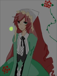 Rating: Safe Score: 0 Tags: 1girl bangs dress green_eyes grey_background heterochromia image long_hair long_sleeves looking_at_viewer red_eyes ribbon simple_background solo suiseiseki very_long_hair white_shirt User: admin