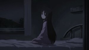 Rating: Safe Score: 0 Tags: 1girl auto_tagged bed dark human image indoors kakizaki_megu long_hair looking_back monochrome night screenshot sitting skirt solo very_long_hair User: admin