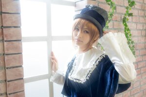 Rating: Safe Score: 0 Tags: 1girl bangs blonde_hair brick_wall dress hat lips long_sleeves looking_at_viewer realistic solo souseiseki upper_body wall window User: admin