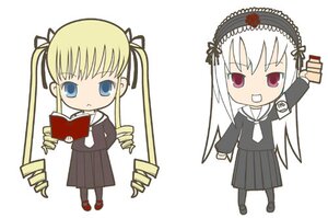 Rating: Safe Score: 0 Tags: 2girls auto_tagged blonde_hair blue_eyes book chibi drill_hair hairband image long_hair long_sleeves multiple_girls pair pantyhose red_eyes ribbon school_uniform serafuku shinku simple_background suigintou twin_drills twintails User: admin