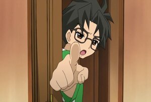 Rating: Safe Score: 0 Tags: 1boy :o bangs black_hair brown_eyes glasses human kimono looking_at_viewer open_mouth pointing pointing_at_viewer sakurada_jun screenshot solo upper_body User: admin