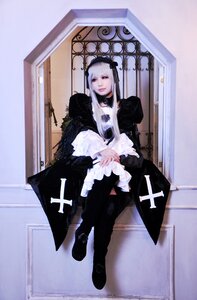 Rating: Safe Score: 0 Tags: 1girl bangs black_dress black_footwear dress frills full_body gothic_lolita lolita_fashion long_hair long_sleeves looking_at_viewer photo sitting solo standing suigintou white_hair User: admin