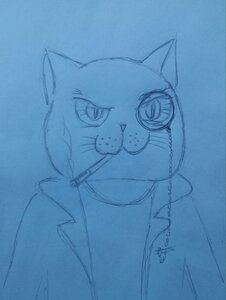 Rating: Safe Score: 0 Tags: animal blue_theme cat kunkun monochrome no_humans signature solo traditional_media User: admin