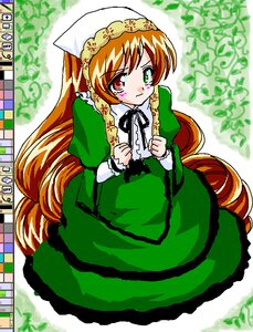 Rating: Safe Score: 0 Tags: 1girl brown_hair dress drill_hair frills green_dress green_eyes hat head_scarf heterochromia image long_hair long_sleeves looking_at_viewer orange_hair red_eyes solo suiseiseki twin_drills very_long_hair watering_can User: admin