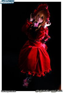 Rating: Safe Score: 0 Tags: 1girl artist_name black_background blonde_hair blue_eyes bow copyright_name dress flower frills full_body lips long_sleeves looking_at_viewer red_dress ribbon rose shinku solo watermark User: admin