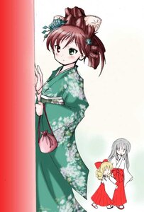 Rating: Safe Score: 0 Tags: 3girls black_hair blonde_hair blush drill_hair flower green_eyes hair_flower hair_ornament hakama image japanese_clothes kimono long_hair multiple multiple_girls red_hakama short_hair tagme wide_sleeves User: admin