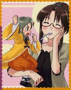Rating: Safe Score: 0 Tags: 2girls blush brown_hair closed_eyes glasses image kanaria kusabue_mitsu long_sleeves mouth_hold multiple_girls ponytail solo User: admin