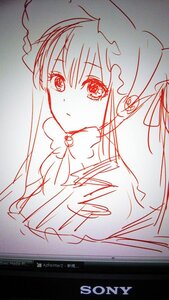 Rating: Safe Score: 0 Tags: 1girl bangs blush breasts eyebrows_visible_through_hair image looking_at_viewer monochrome shinku sketch solo traditional_media upper_body User: admin