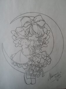 Rating: Safe Score: 0 Tags: 1girl artist_name bow closed_eyes dated dress frills full_body hair_bow hina_ichigo hinaichigo image kagiyama_hina long_hair long_sleeves monochrome photo ribbon signature solo traditional_media User: admin