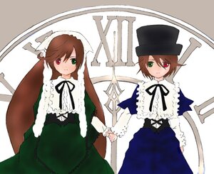 Rating: Safe Score: 0 Tags: 2girls brown_hair dress frills green_dress green_eyes hat head_scarf heterochromia holding_hands image long_hair long_sleeves looking_at_viewer multiple_girls pair red_eyes ribbon short_hair siblings sisters souseiseki suiseiseki top_hat twins User: admin