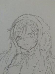 Rating: Safe Score: 0 Tags: 1girl graphite_(medium) greyscale image long_hair looking_at_viewer monochrome ribbon sketch smile solo suiseiseki traditional_media upper_body User: admin