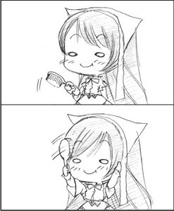 Rating: Safe Score: 0 Tags: 1girl 2koma :3 :> :i :t blush chibi comic dress eating food food_on_face image long_hair monochrome rice smile solo spoon suiseiseki white_background User: admin