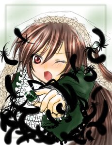 Rating: Safe Score: 0 Tags: 1girl blurry blurry_foreground blush brown_hair depth_of_field dress feathers flower foreshortening hat head_scarf image long_sleeves motion_blur one_eye_closed open_mouth plant short_hair solo suiseiseki User: admin