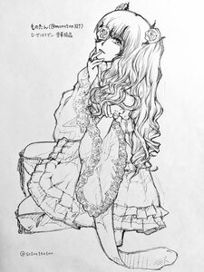 Rating: Safe Score: 0 Tags: 1girl dress flower greyscale hair_flower hair_ornament image kirakishou long_hair monochrome monster_girl solo twitter_username User: admin