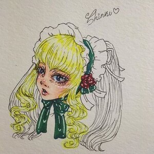 Rating: Safe Score: 0 Tags: 1girl bangs blonde_hair blue_eyes bonnet bow eyelashes frilled_hairband image lips lipstick lolita_fashion long_hair makeup portrait shinku simple_background solo traditional_media User: admin
