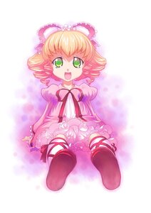 Rating: Safe Score: 0 Tags: 1girl blonde_hair bow commentary_request dress drill_hair frills full_body green_eyes hair_ribbon hina_ichigo hinaichigo image long_sleeves open_mouth pink_bow ribbon rozen_maiden sakenotorii sitting smile solo User: admin