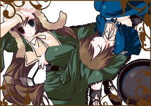 Rating: Safe Score: 0 Tags: brown_hair dress frills green_dress hat heterochromia image long_hair long_sleeves multiple_girls pair red_eyes ribbon short_hair siblings sisters sleeping souseiseki suiseiseki twins very_long_hair User: admin