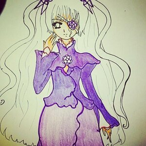 Rating: Safe Score: 0 Tags: 1girl barasuishou dress flower frills hair_ornament image long_hair long_sleeves purple_dress solo very_long_hair User: admin