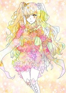 Rating: Safe Score: 0 Tags: 1girl blonde_hair boots dress flower gradient_hair hair_flower hair_ornament image kirakishou long_hair multicolored_hair smile solo yellow_eyes User: admin