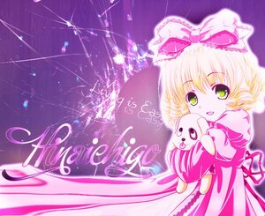 Rating: Safe Score: 0 Tags: 1girl blonde_hair bow dress green_eyes hina_ichigo hinaichigo image open_mouth pink_bow pink_dress purple_background short_hair smile solo stuffed_animal teddy_bear User: admin
