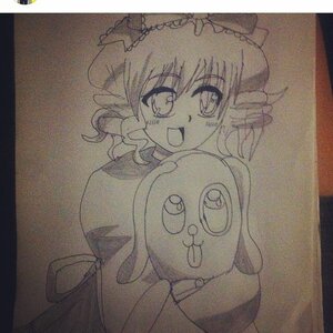 Rating: Safe Score: 0 Tags: 1girl :d bangs dress eyebrows_visible_through_hair graphite_(medium) hat hinaichigo image long_sleeves looking_at_viewer monochrome open_mouth photo shikishi smile solo traditional_media User: admin