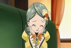 Rating: Safe Score: 0 Tags: 1girl blush bow closed_eyes curtains flower hair_ornament hands_on_own_cheeks hands_on_own_face image indoors kanaria long_sleeves rose smile solo upper_body window User: admin