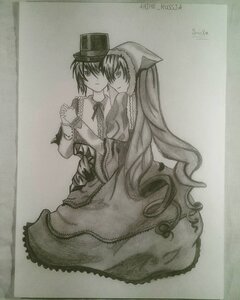 Rating: Safe Score: 0 Tags: 2girls dress frills greyscale hat holding_hands image long_hair long_sleeves monochrome multiple_girls pair short_hair siblings sisters souseiseki suiseiseki top_hat traditional_media twins very_long_hair yuri User: admin