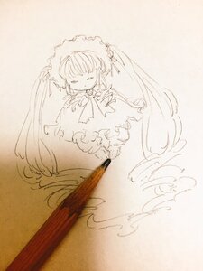 Rating: Safe Score: 0 Tags: 1girl absurdly_long_hair bangs dress frills full_body image long_hair long_sleeves looking_at_viewer monochrome shinku solo standing very_long_hair User: admin