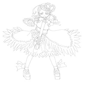 Rating: Safe Score: 0 Tags: 1girl dress feathers greyscale hair_ornament image kanaria lineart monochrome mystia_lorelei solo striped striped_legwear vertical_stripes wings User: admin