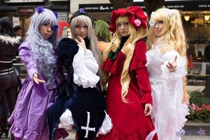 Rating: Safe Score: 0 Tags: 4girls 5girls blonde_hair dress flower frills fur_trim hair_ornament hat lips long_hair multiple_cosplay multiple_girls realistic silver_hair tagme white_hair User: admin