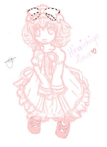 Rating: Safe Score: 0 Tags: 1girl dress drill_hair heart hinaichigo image monochrome open_mouth ribbon short_hair smile solo striped twin_drills vertical_stripes User: admin