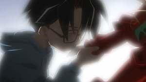 Rating: Safe Score: 0 Tags: 1boy black_hair close-up glasses image jacket sakurada_jun shinku solo striped User: admin