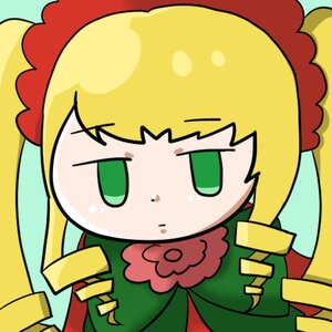 Rating: Safe Score: 0 Tags: 1girl bangs blonde_hair chibi dress flower green_eyes image long_hair looking_at_viewer parody shinku simple_background solo User: admin