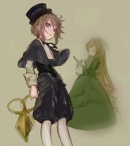 Rating: Safe Score: 0 Tags: 2girls blonde_hair breasts brown_hair cape capelet closed_eyes dress green_eyes hat image large_breasts long_hair long_sleeves multiple_girls pair short_hair shorts siblings sisters souseiseki suiseiseki User: admin