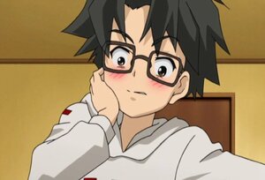 Rating: Safe Score: 0 Tags: 1boy black-framed_eyewear black_hair blush brown_eyes glasses hood hood_down hoodie human long_sleeves looking_at_viewer sakurada_jun screenshot solo spiked_hair upper_body white_hoodie User: admin