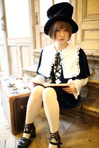 Rating: Safe Score: 0 Tags: 1girl 3d blue_eyes blurry bob_cut depth_of_field dress hat indoors lips looking_at_viewer realistic short_hair sitting solo souseiseki top_hat User: admin