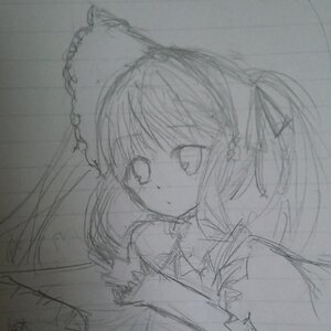 Rating: Safe Score: 0 Tags: 1girl akemi_homura choker gloves greyscale hair_ribbon image kaname_madoka long_hair looking_at_viewer magical_girl monochrome ribbon shinku simple_background sketch solo traditional_media twintails upper_body User: admin