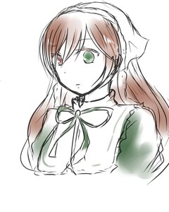 Rating: Safe Score: 0 Tags: 1girl auto_tagged bangs brown_hair closed_mouth dress eyebrows_visible_through_hair green_dress green_eyes green_neckwear green_ribbon hair_between_eyes head_scarf heterochromia image long_hair looking_at_viewer neck_ribbon puffy_sleeves ribbon simple_background sketch solo suiseiseki twintails upper_body white_background User: admin