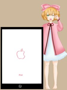 Rating: Safe Score: 0 Tags: 1girl ;o barefoot blonde_hair bow dress full_body green_eyes hair_bow hina_ichigo hinaichigo image one_eye_closed open_mouth pink_bow pink_dress short_hair solo standing striped yawning User: admin