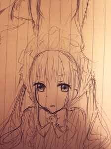 Rating: Safe Score: 0 Tags: 1girl bangs bridal_veil choker curtains eyebrows_visible_through_hair hair_between_eyes hair_ribbon image long_hair looking_at_viewer parted_lips shinku sketch solo traditional_media upper_body veil User: admin