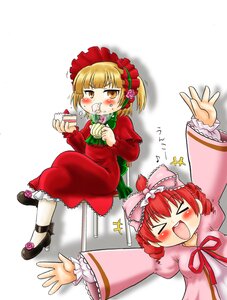 Rating: Safe Score: 0 Tags: 2girls >_< blonde_hair blush bow closed_eyes dress drill_hair food hina_ichigo hinaichigo image long_sleeves multiple_girls open_mouth pair pink_bow red_dress red_hair ribbon shinku short_hair twin_drills underwear User: admin