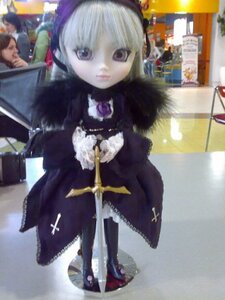 Rating: Safe Score: 0 Tags: 1girl 3d black_dress blurry blurry_background blurry_foreground boots brooch depth_of_field doll dress frills gem long_sleeves looking_at_viewer photo purple_eyes solo standing suigintou white_hair User: admin