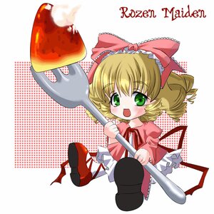 Rating: Safe Score: 0 Tags: 1girl artist_request blonde_hair bow copyright_name dress drill_hair food fork fruit green_eyes hair_bow halftone halftone_background hina_ichigo hinaichigo image long_sleeves lowres object_namesake open_mouth oversized_object pink_bow polka_dot polka_dot_background rozen_maiden short_hair smile solo strawberry User: admin